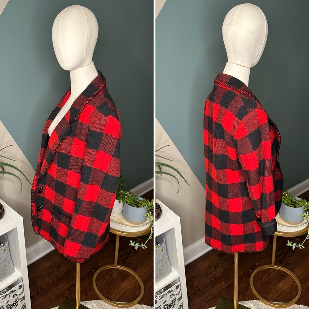 Vintage 90s Buffalo Plaid Wool Blend Skirt Suit Matching Set Ninety Made in USA - Picture 4 of 15